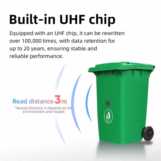 Etichetta di classificazione dei rifiuti con etichetta per bidone dei rifiuti a vite senza fine in plastica RFID per gestione intelligente della città impermeabile